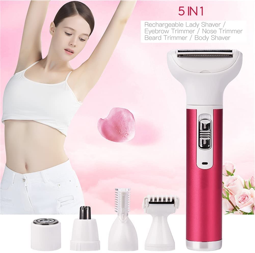 Painless Electric Hair Remover for Women - USB Rechargeable Waterproof Bikini & Facial Shaver, Eyebrow & Nose Trimmer (Pink) | Perfect for Travel, Gym & Home Hair Removal
