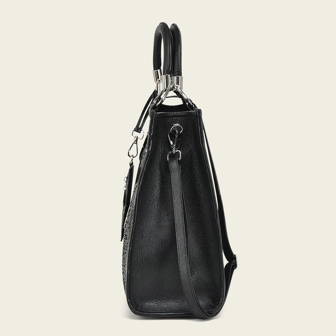 BOD0DPH Women's Fashion Python Tote Bag - Stylish Black Dress Handbag for Everyday Use, Work, and Travel