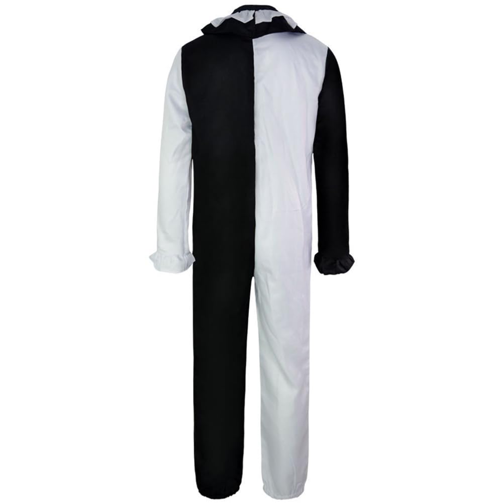 Clown Cosplay Costume Jumpsuit - Black & White Full Bodysuit Set with Mask for Halloween, Movie & Themed Parties | Perfect for Cosplay, Halloween Costumes & Costume Parties