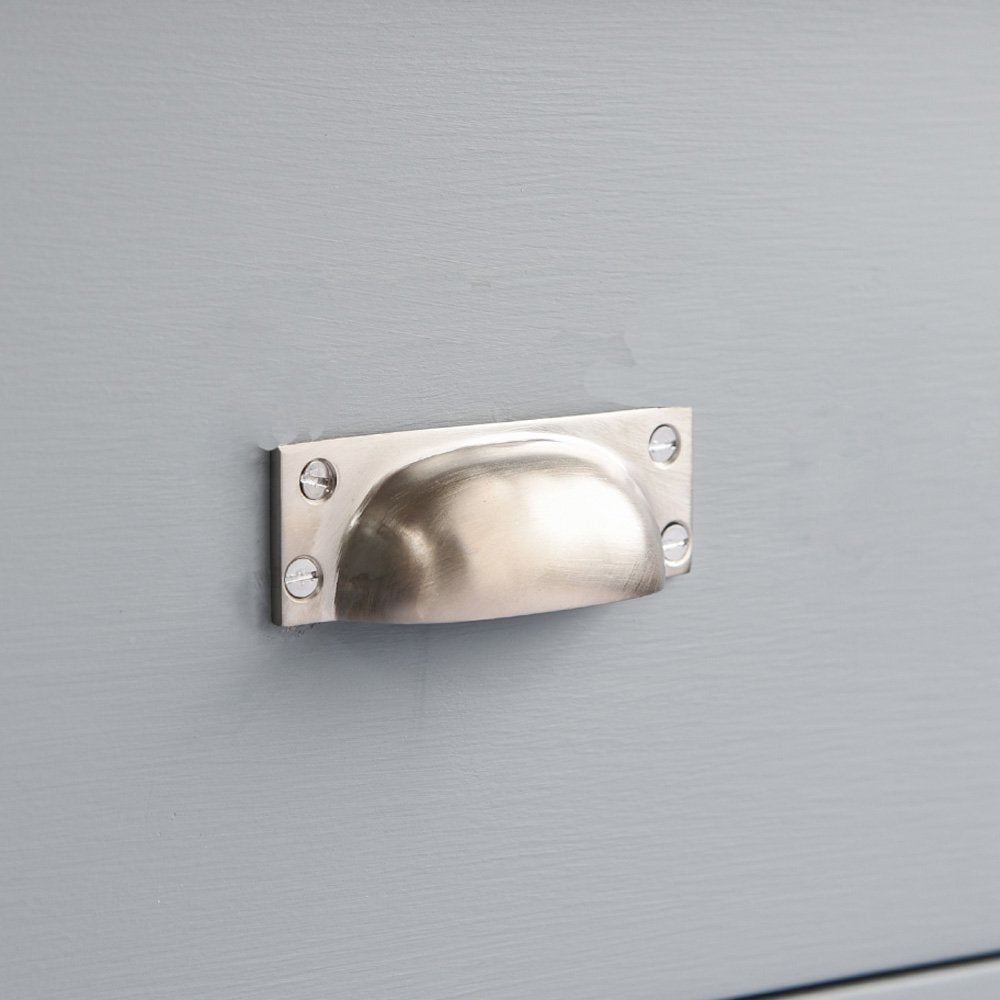 Satin Nickel Slim Hooded Drawer Handle - Modern Cabinet Pull for Kitchen & Bathroom - Perfect for Dressers, Cabinets, and Furniture Upgrade