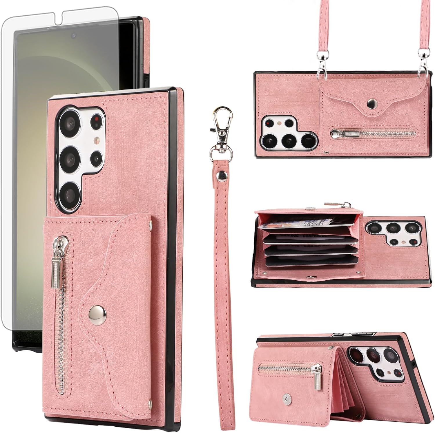 Samsung Galaxy S25 Ultra 5G Wallet Case with Card Slots & HD Tempered Glass Screen Protector - Premium Protection for Your Phone (Perfect for Travel, Business & Everyday Use)