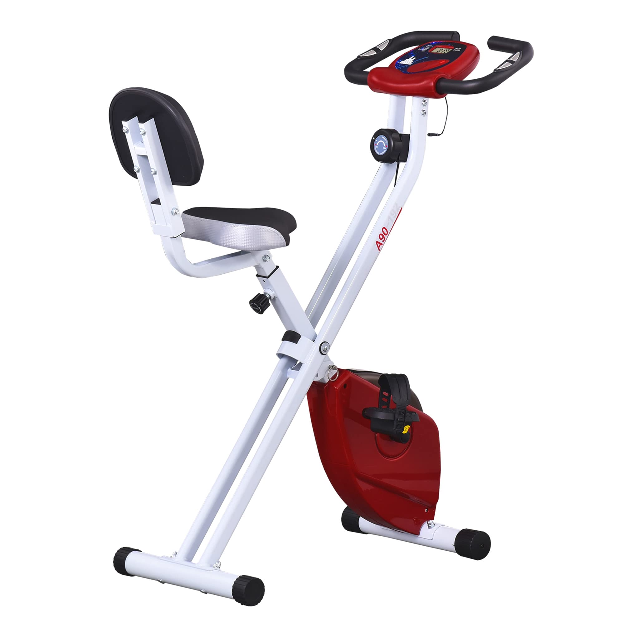 Soozier Foldable Exercise Bike - 8-Level Magnetic Resistance Indoor Cycling Bike with LCD Monitor for Home Cardio Workouts | Perfect for Small Spaces & Apartment Fitness