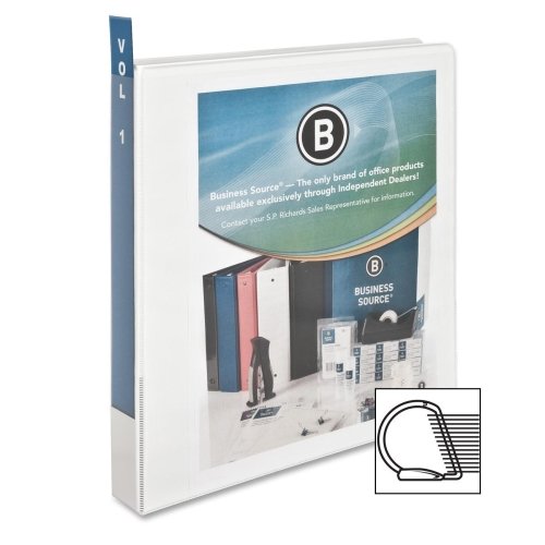 Wholesale CASE of 25 - Business Source Basic D-Ring View Binder with Pockets, 1 Inch Capacity, White - Perfect for Office, School, and Document Organization
