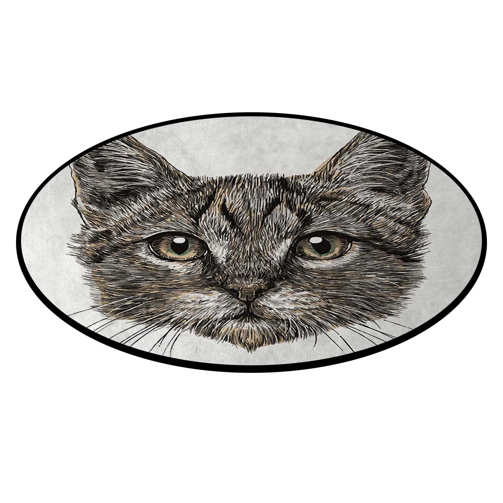 5FT Round Low Pile Grey Animal Print Rug - Non-Slip Office Chair Mat for Home & Workspace | Perfect Under Desk Carpet for Hardwood Floors & Home Office Decor