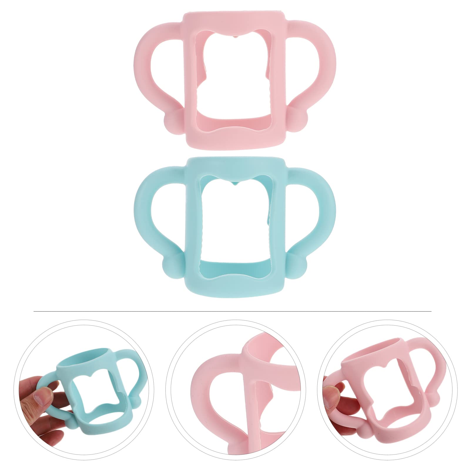 Kisangel 2-Pack Universal Silicone Baby Bottle Handles for Kids - Non-Slip Grip for Safe Feeding - Perfect for Infants, Toddlers & Travel Use