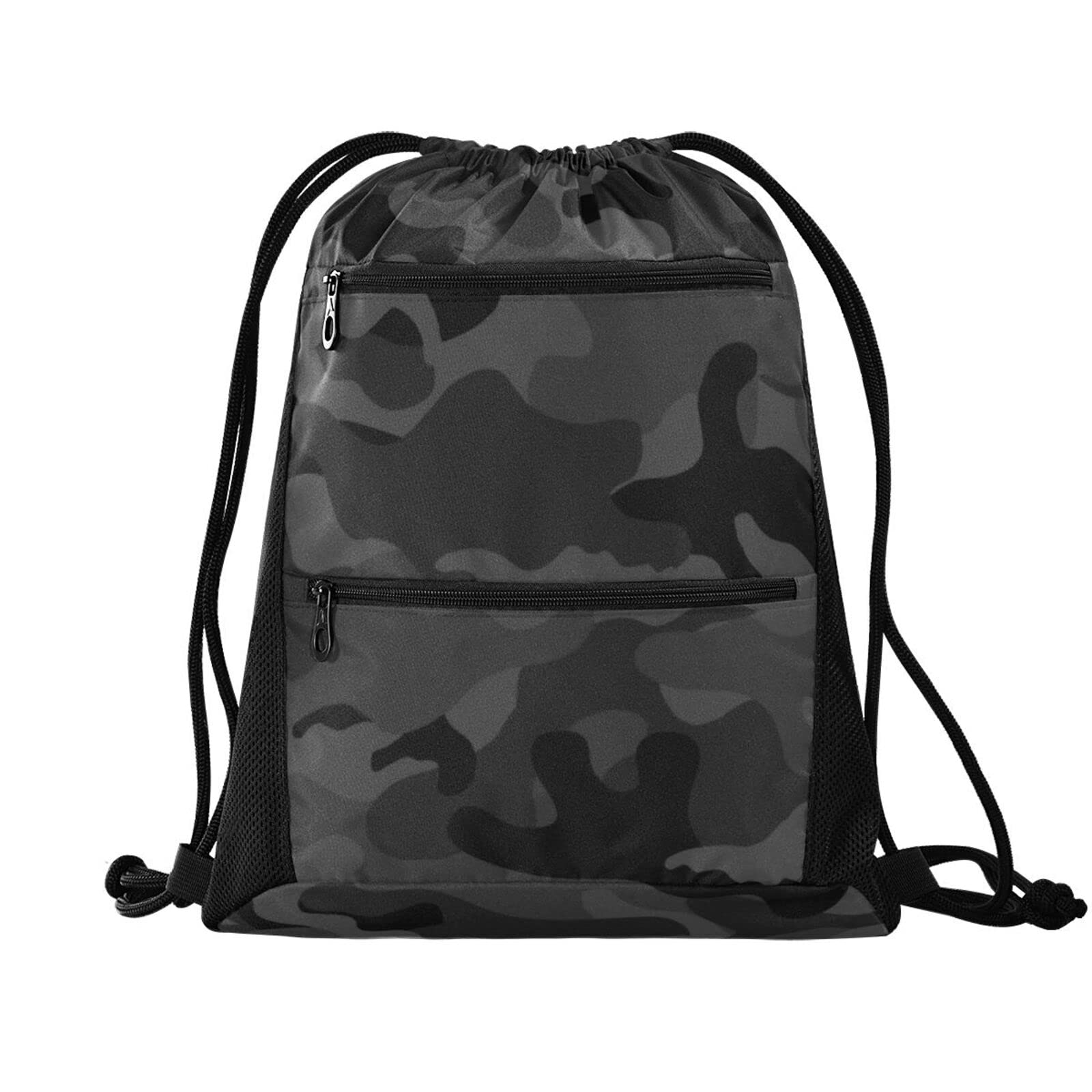 Lightweight Drawstring Backpack for Women & Men - Breathable Mesh Sackpack with Zipper Pocket - Perfect for Gym, Yoga, Swimming & Shopping - Sporty Cinch Sling Bag (Pattern 266, One Size)