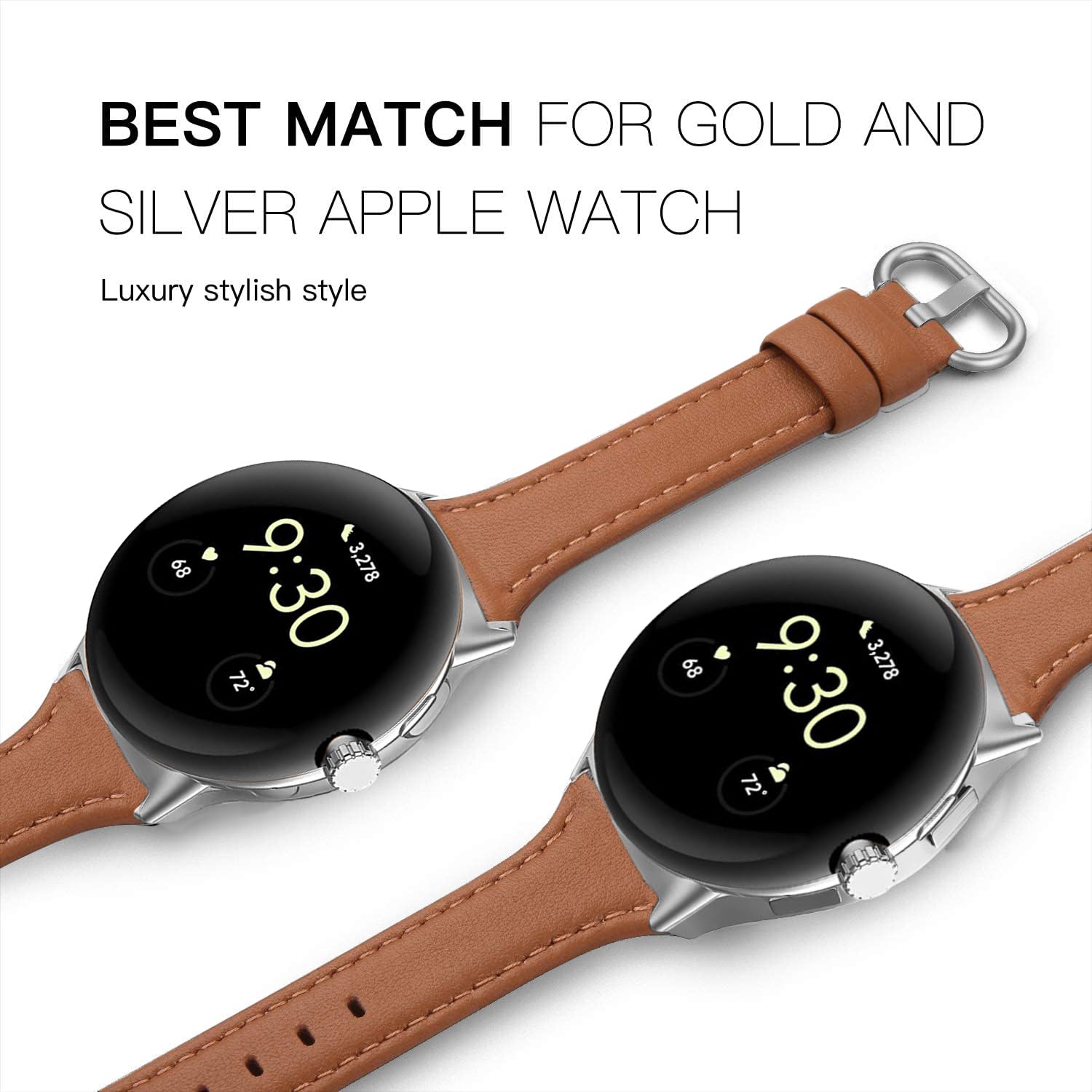 Premium Genuine Leather Bands for Google Pixel Watch - Adjustable Clasp, Stylish Wristband for Women & Men - Perfect for Work, Gym & Everyday Wear (Compatible with Pixel Watch 2022)