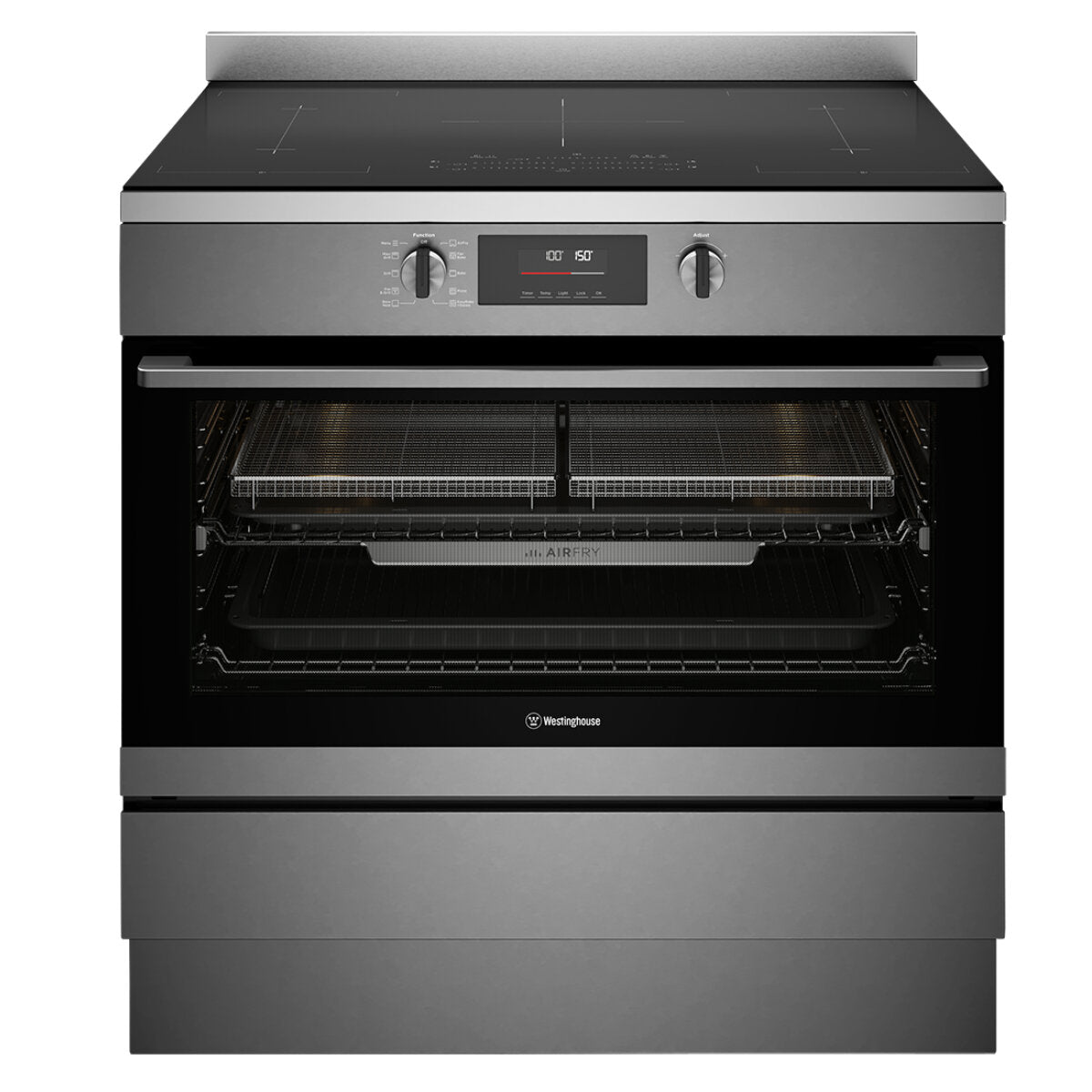 Westinghouse 90cm Induction Pyrolytic Freestanding Cooker with SteamBake Function - Dark Stainless Steel WFEP9757DD | Professional Kitchen Appliance for Home Chefs & Baking Enthusiasts