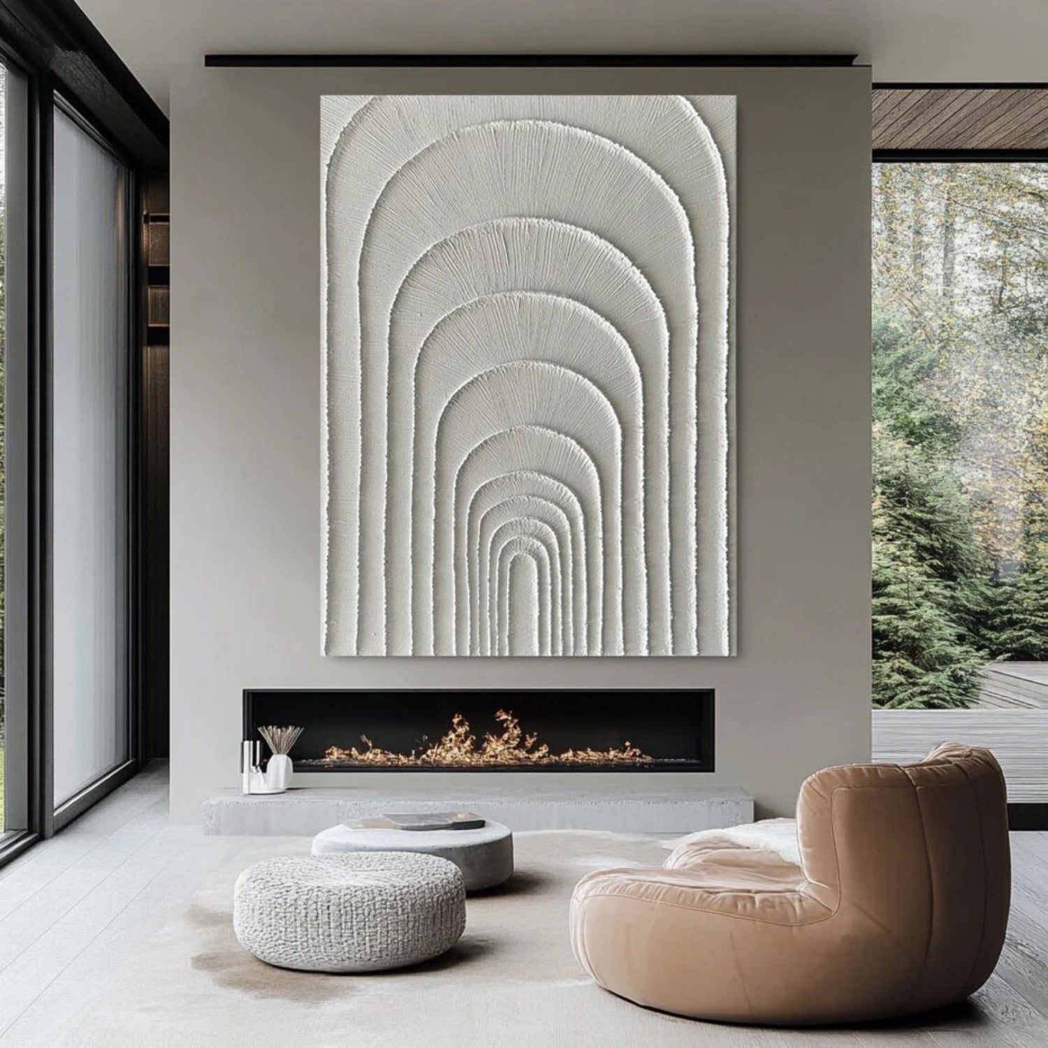White Plaster Art Minimalist Textured Paintings Canvas Wall Decor #MM315 - Perfect for Modern Living Room, Bedroom & Office Decor