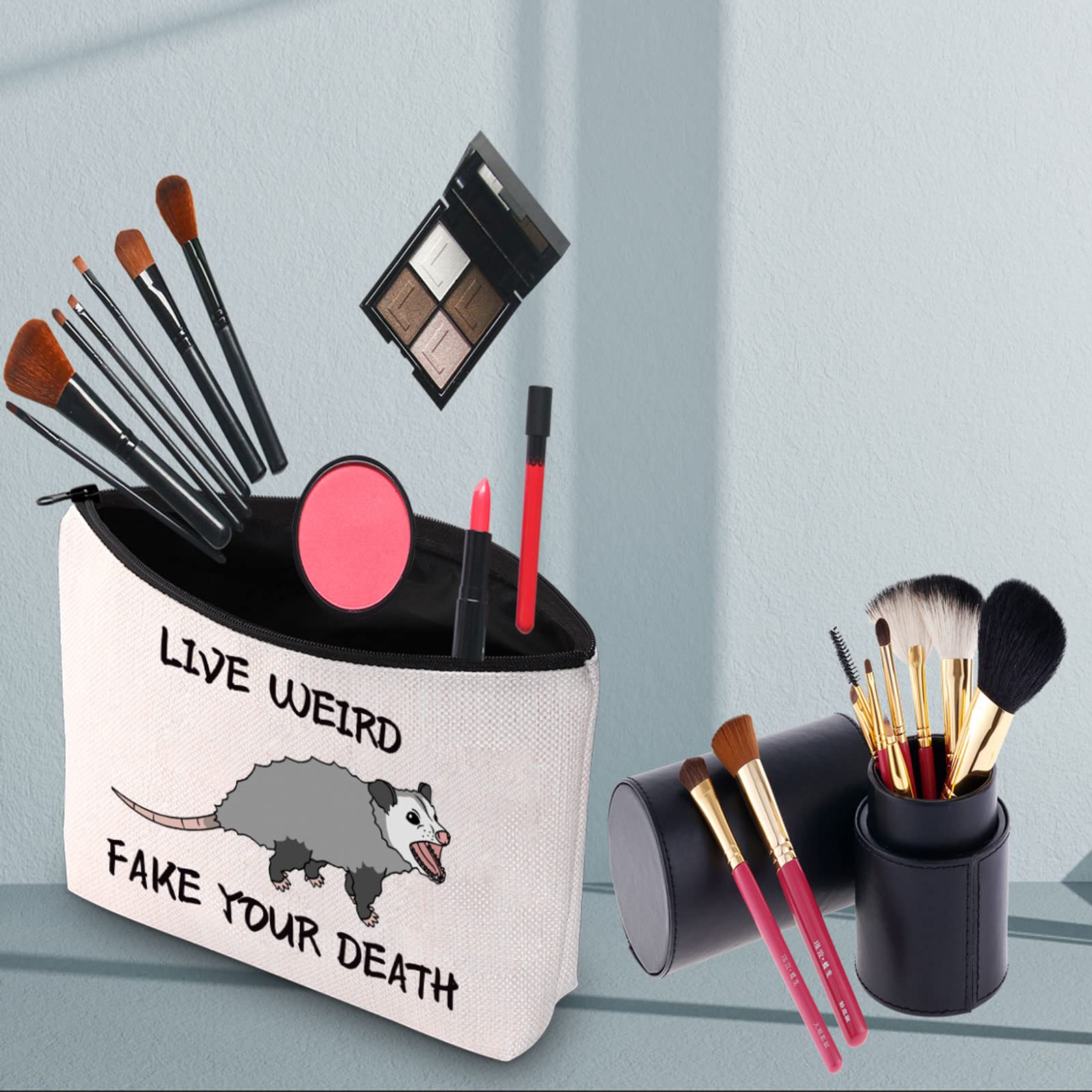 Funny Opossum Lover Gift - Unique Fake Your Death Makeup Bag for Opossum Moms - Perfect for Halloween, Cosplay & Animal Enthusiasts