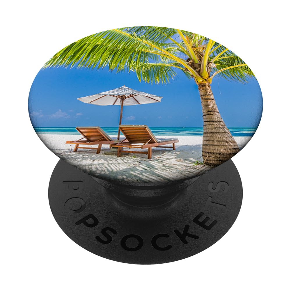 Premium Beach Chair with Pop Mount Socket & Sun Umbrella - Swappable PopGrip for Phones & Tablets - Perfect for Poolside, Vacation & Outdoor Relaxation