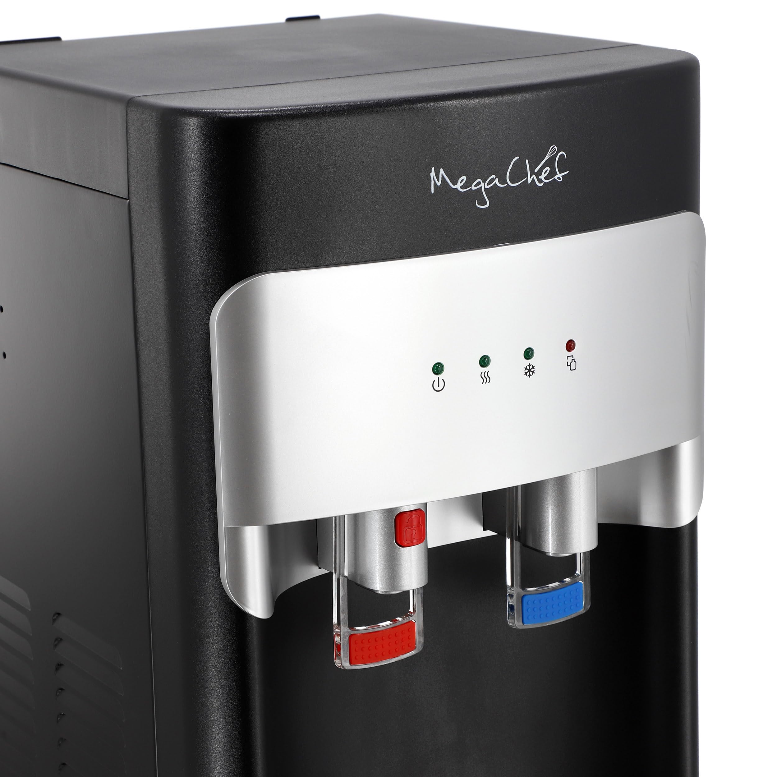 MegaChef Bottom Load Water Dispenser - 3/5 Gallon Black Water Cooler for Home & Office | Hot & Cold Water Dispenser for Kitchen, Break Room, or Dorm