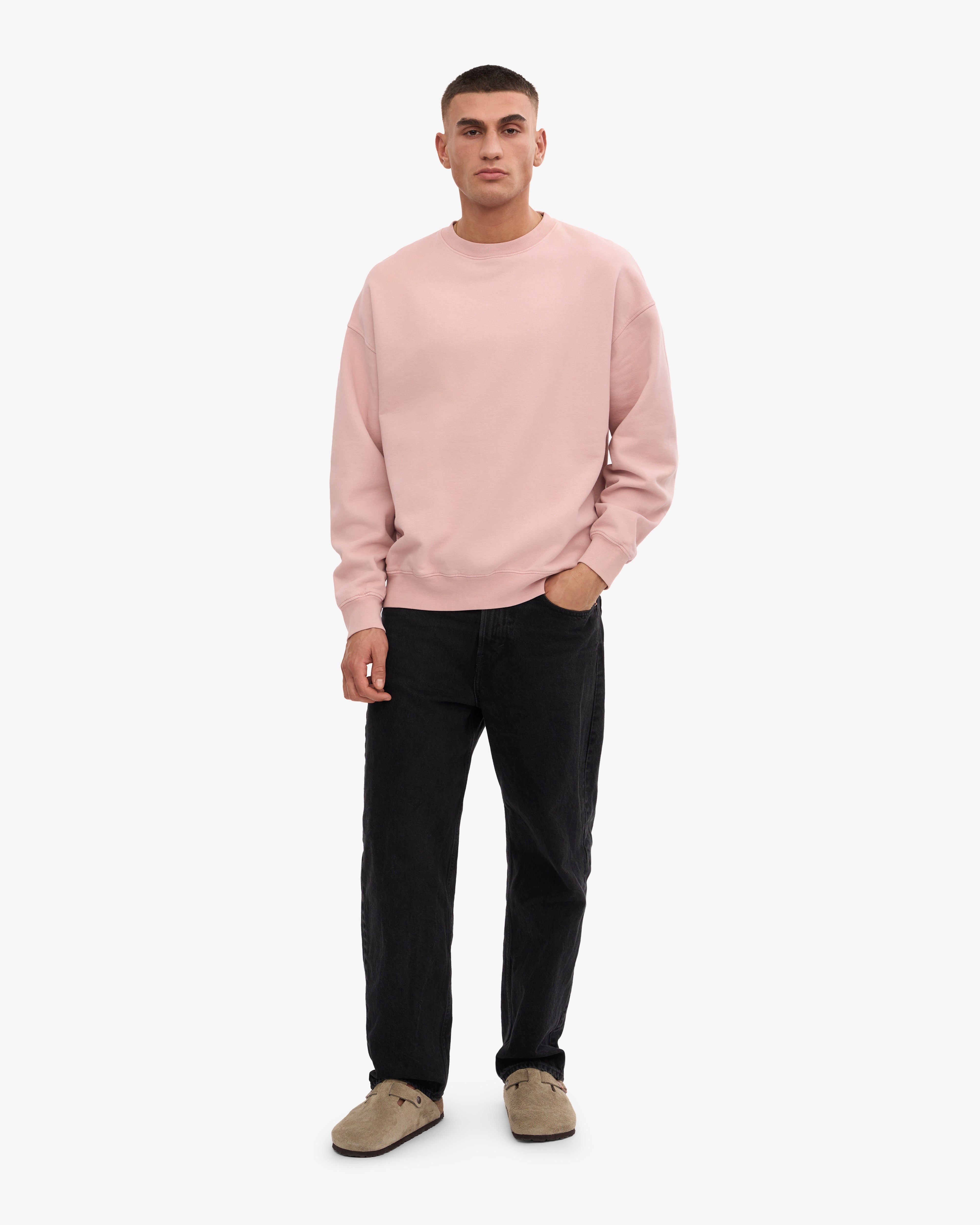 Organic Oversized Crewneck Sweatshirt - Faded Pink | Soft & Comfortable Unisex Pullover for Casual Wear, Lounge & Street Style