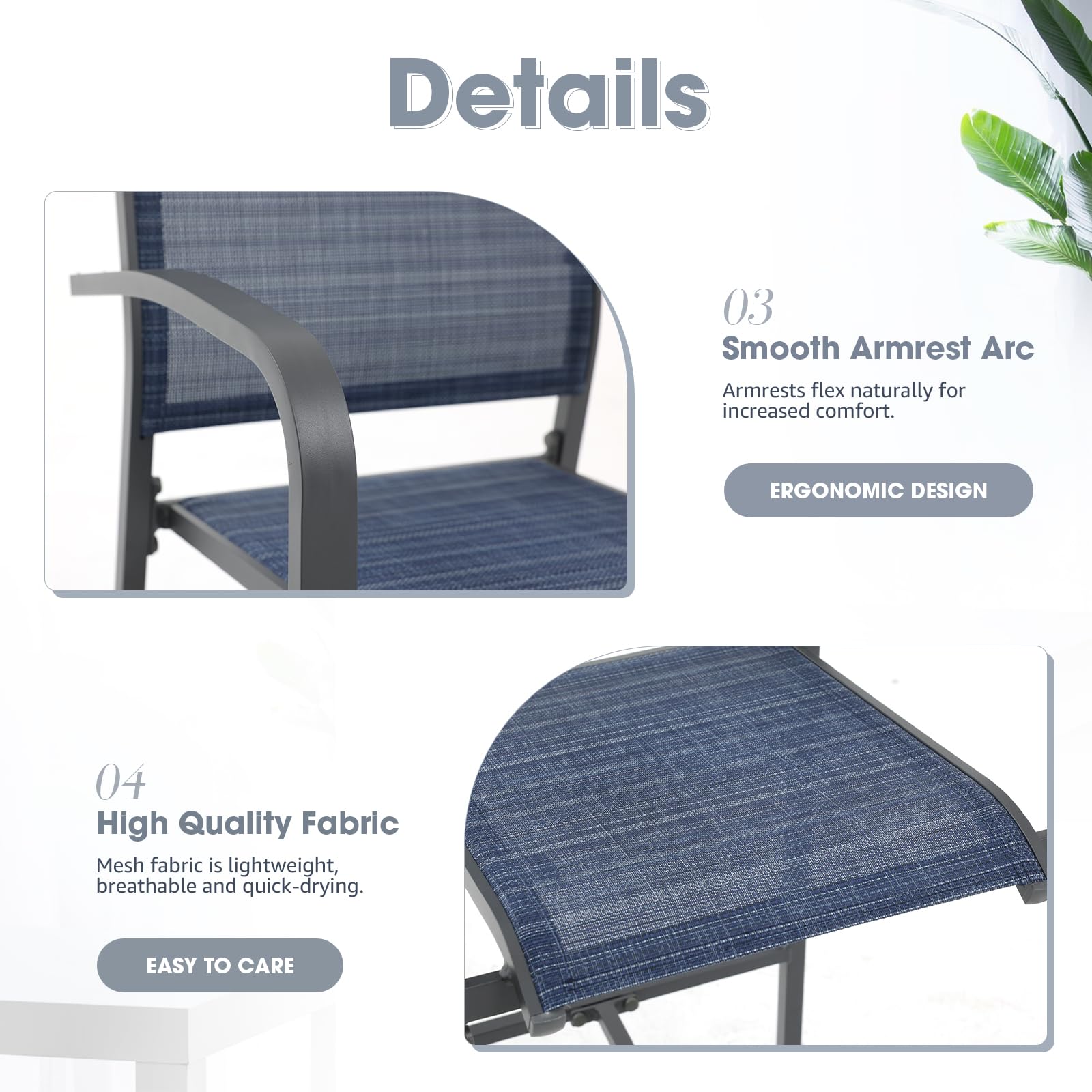 OC Orange-Casual 5-Piece Outdoor Bar Set - All-Weather Aluminum & Textile Fabric High Top Dining Table with 4 Metal Bar Stools & Glass Top Table - Navy Blue Patio Furniture for Porch, Garden, Backyard, Poolside & Outdoor Entertaining