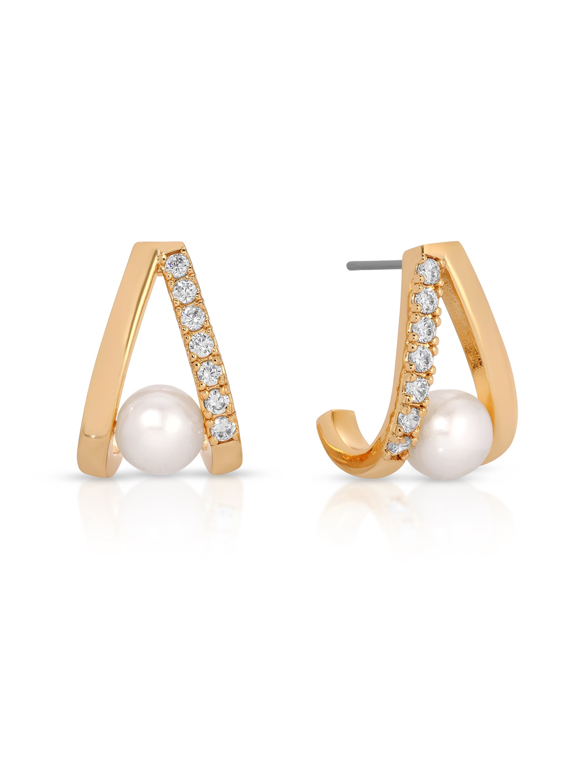 Elegant Pavé and Pearl Earrings for Women - Sterling Silver Dainty Studs - Perfect for Weddings, Parties & Everyday Wear