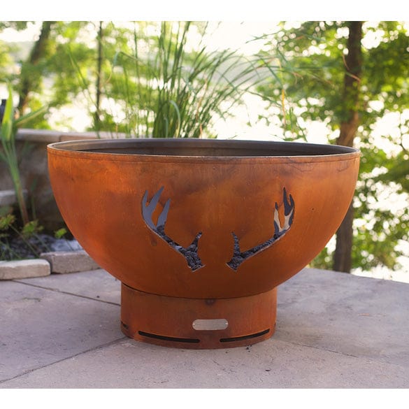 Antlers Gas Fire Pit with Penta 24-Inch Burner - Match Lit Outdoor Fire Pit for Patio, Backyard, and Camping - Durable Steel Fire Pit for Warmth and Ambience