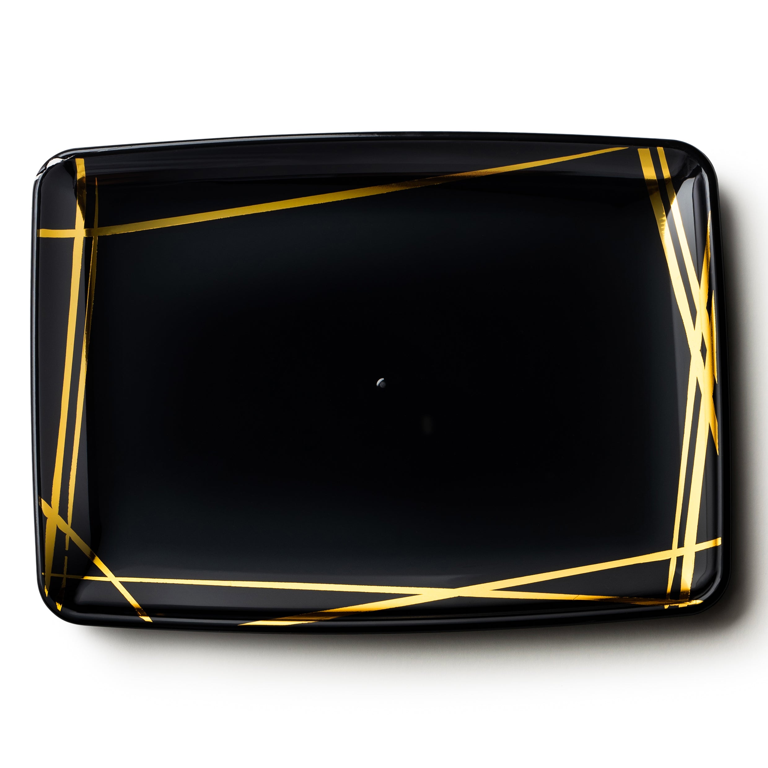 Elegant Black and Gold Rectangle Serving Platter Set of 2 - Perfect for Dinner Parties, Holiday Entertaining & Buffet Style Dining