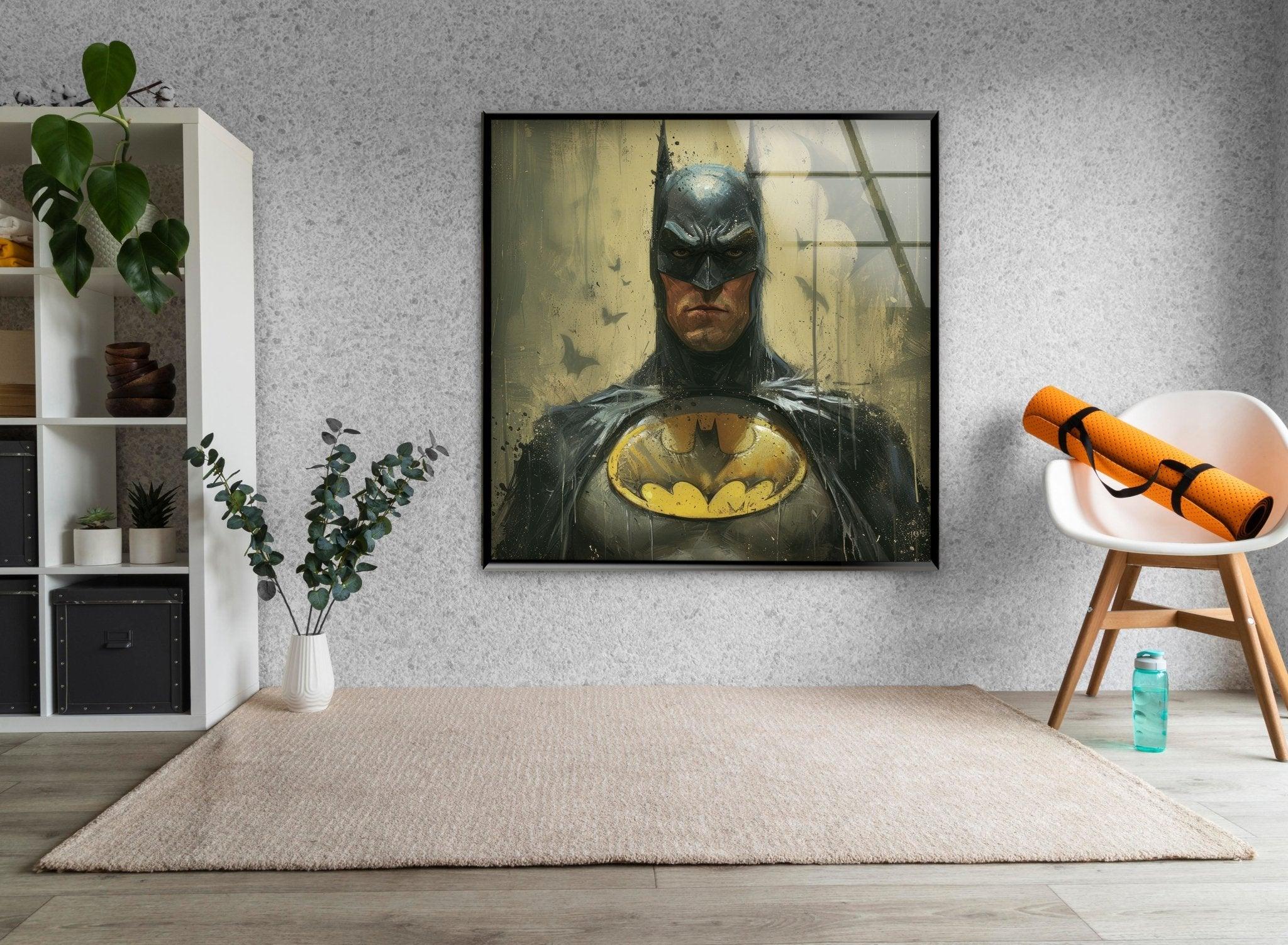 Batman Glass Wall Art - Stunning Superhero Decor for Home & Office - Perfect for Living Room, Bedroom, or Man Cave
