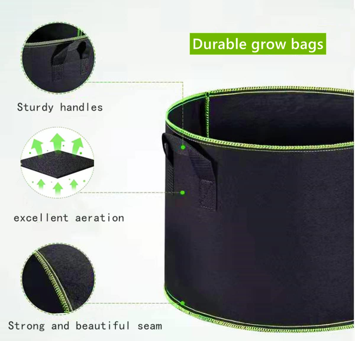 5-Pack 5 Gallon Thickened Nonwoven Fabric Grow Bags with Handles - 300G Durable Plant Pots for Fruits, Vegetables & Flowers - Perfect for Low Stress Training, Container Gardening & Indoor/Outdoor Planting