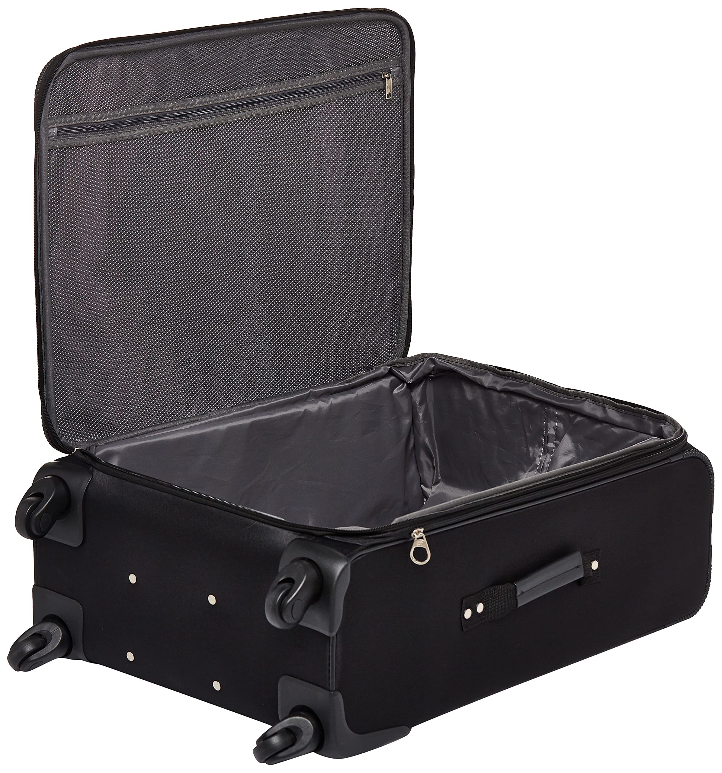 American Tourister Pop Max Softside Luggage Set with 360° Spinner Wheels - 3-Piece (21/25/29 Inch) Black Carry-On Suitcase for Travel, Business Trips & Family Vacations