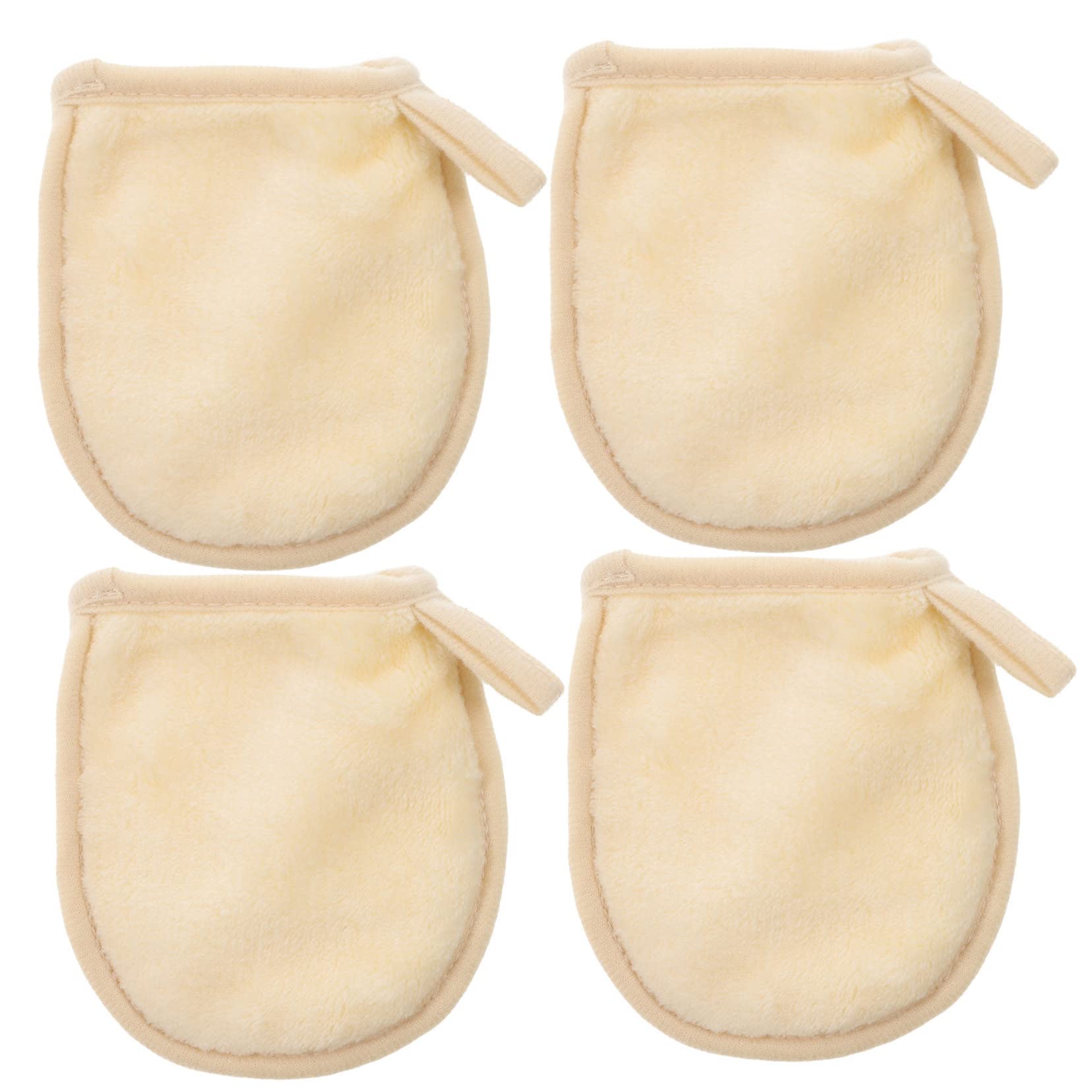 4 Pack Reusable Makeup Remover Pads - Washable Eco-Friendly Facial Cleansing Pads for Makeup Removal & Exfoliation - Soft & Gentle Face Scrubber Gloves for Daily Skincare Routine (White)