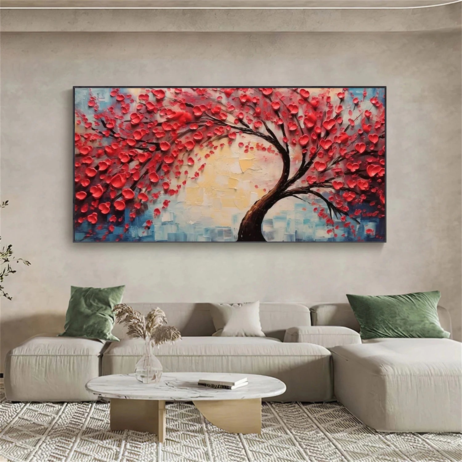 Flower and Tree Painting #FT115 - Handmade Canvas Wall Art for Home & Office Decor - Perfect for Living Room, Bedroom, or Gift