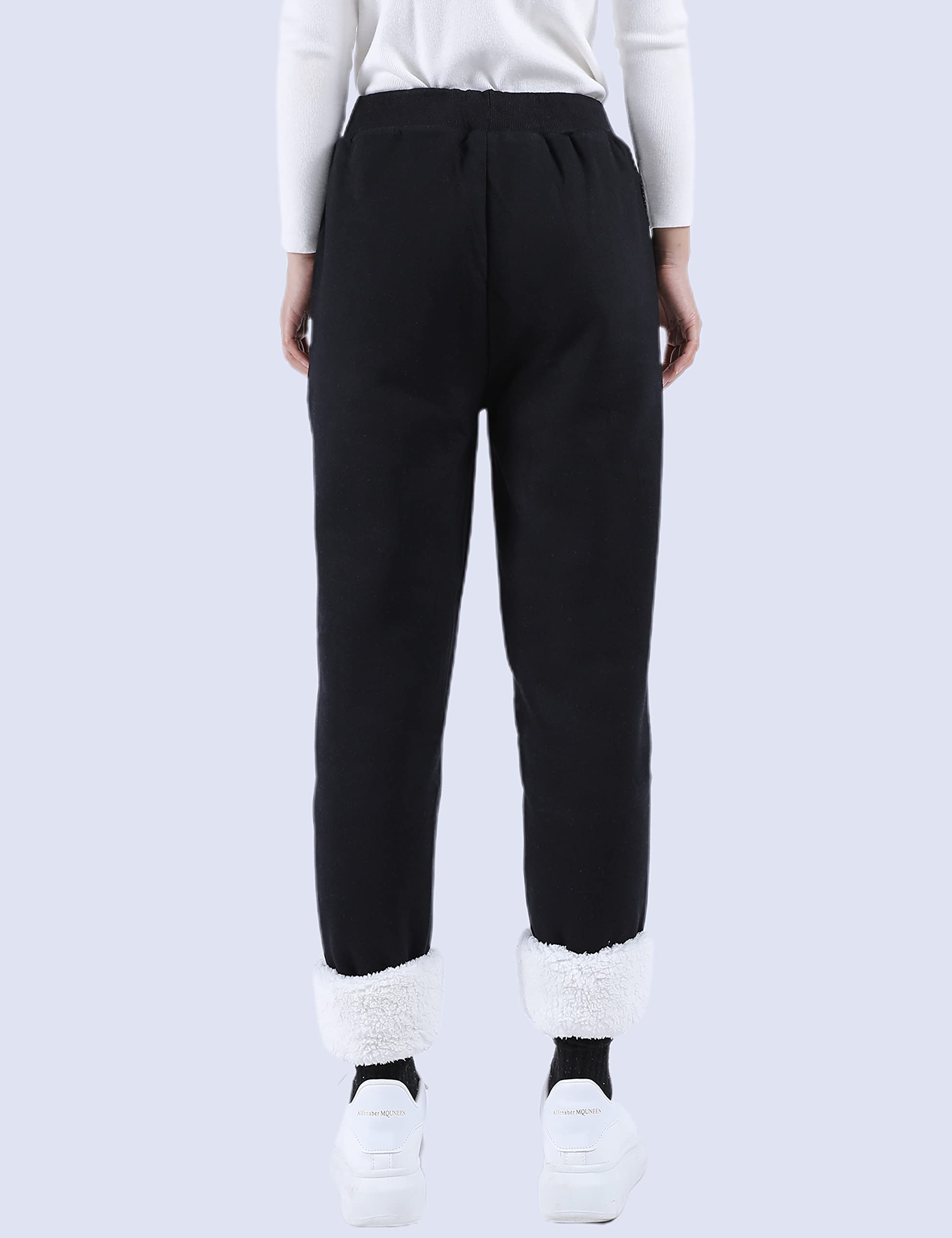 Yeokou Women's Sherpa Lined Sweatpants - Winter Warm Fleece Joggers, Cozy Lounge Pants with Elastic Waistband for Casual Wear, Home, Yoga & Outdoor Activities