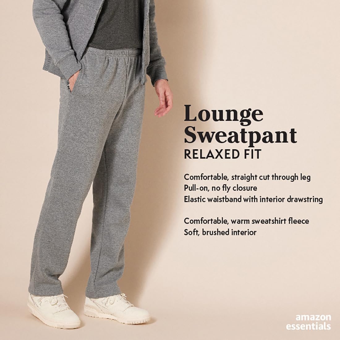 Amazon Essentials Men's Fleece Open Bottom Sweatpants - Comfortable Casual Lounge Pants for Big & Tall Sizes - Perfect for Home Relaxation, Gym Wear & Running Errands