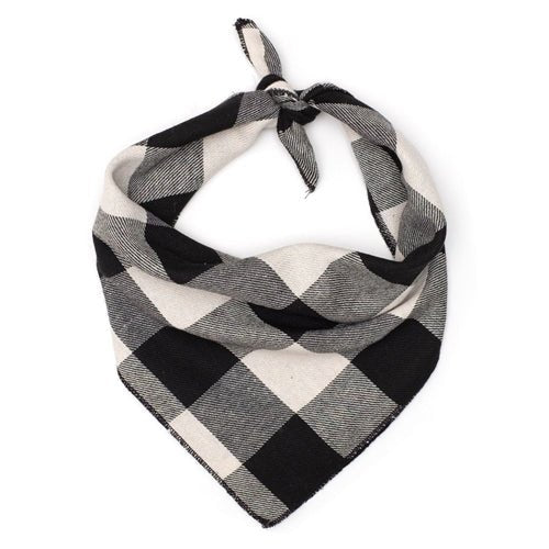 Buffalo Bandana - Black & Off White Plaid Pattern - Stylish Cowboy & Western Fashion Accessory for Rodeo, Music Festivals, and Outdoor Adventures