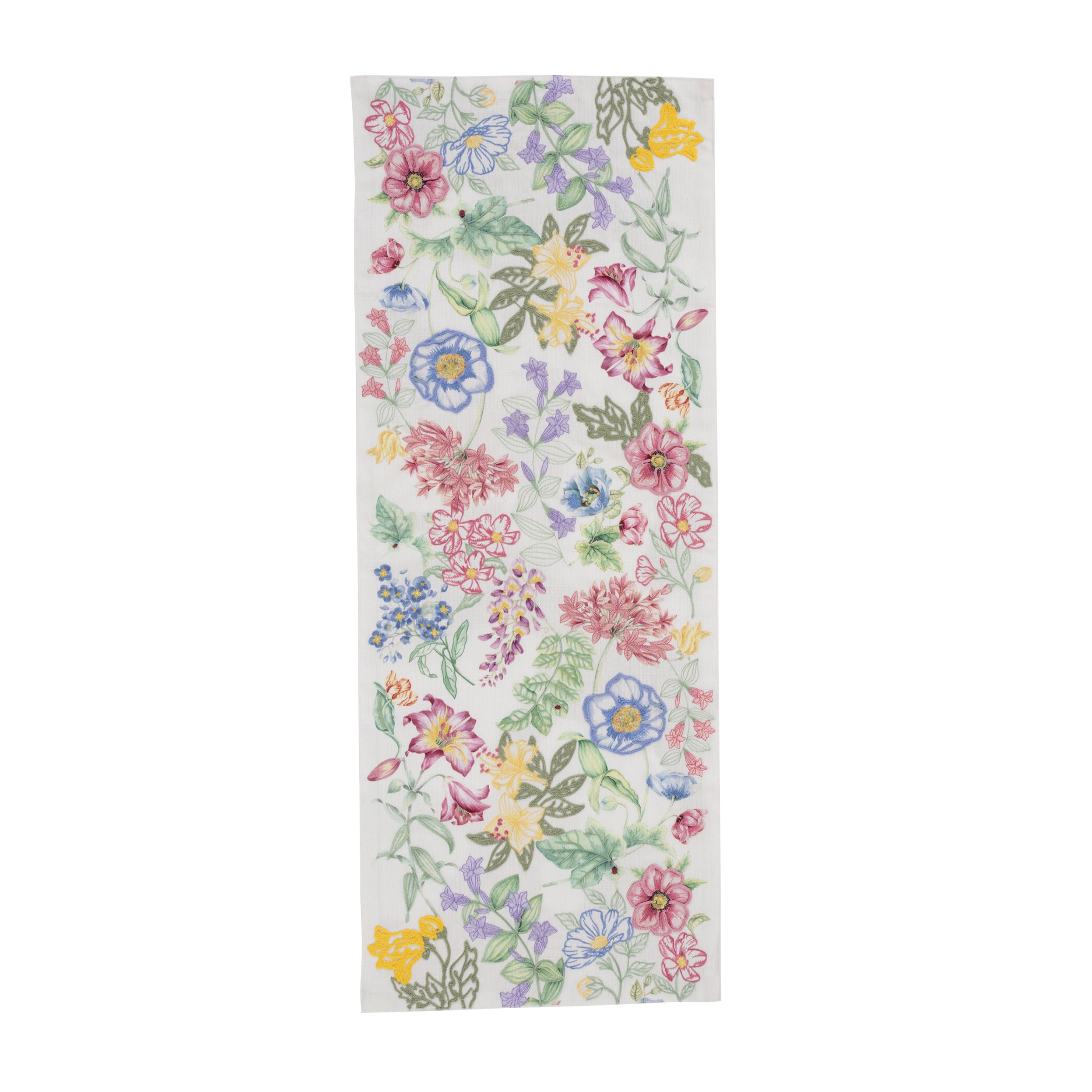 Butterfly Meadow Embroidered Table Runner - Elegant Floral Garden Centerpiece for Dining Room, Wedding, and Home Decor