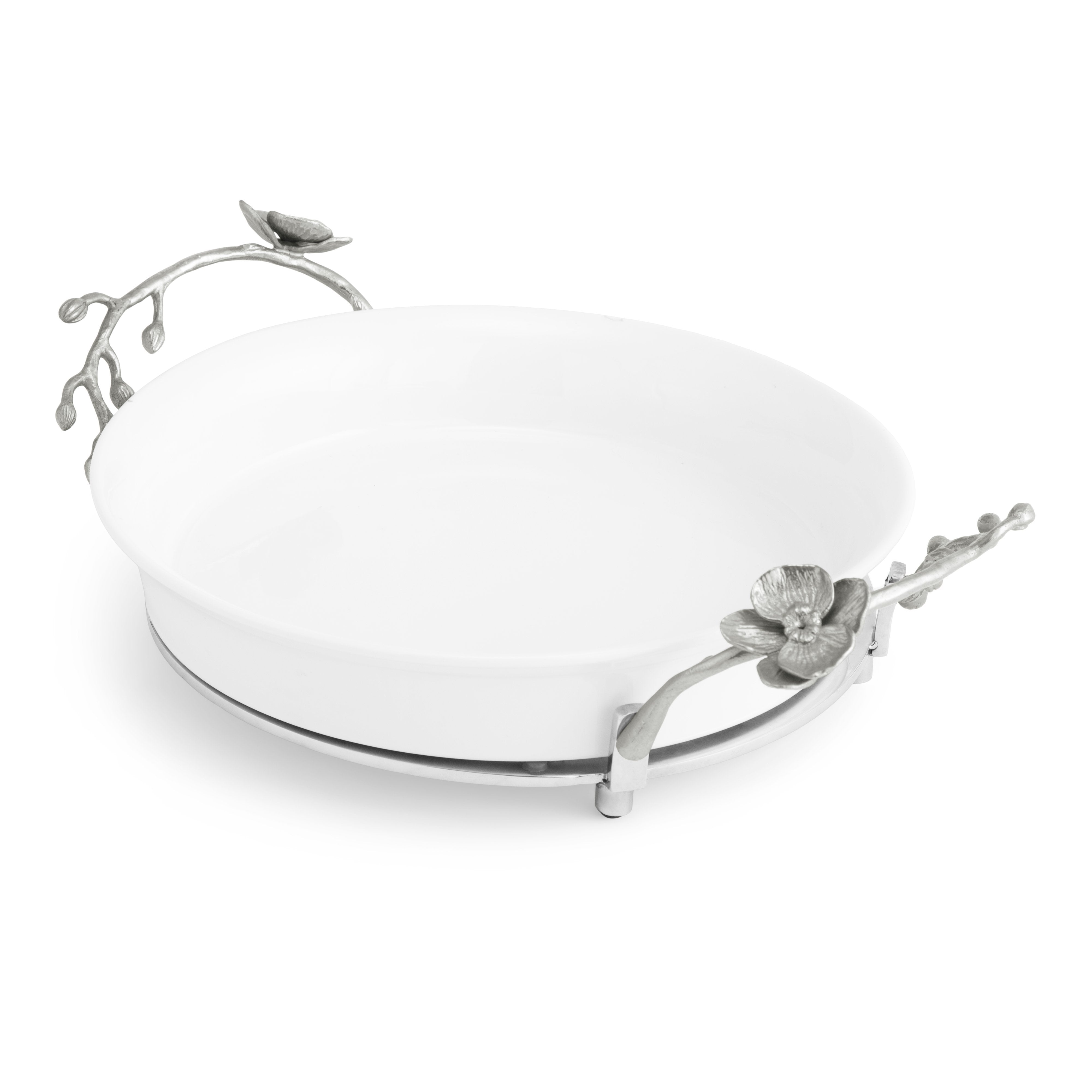White Orchid Pie Dish - 9 Inch Ceramic Baking Pan for Pies, Quiches & Tarts | Perfect for Thanksgiving, Christmas & Family Gatherings