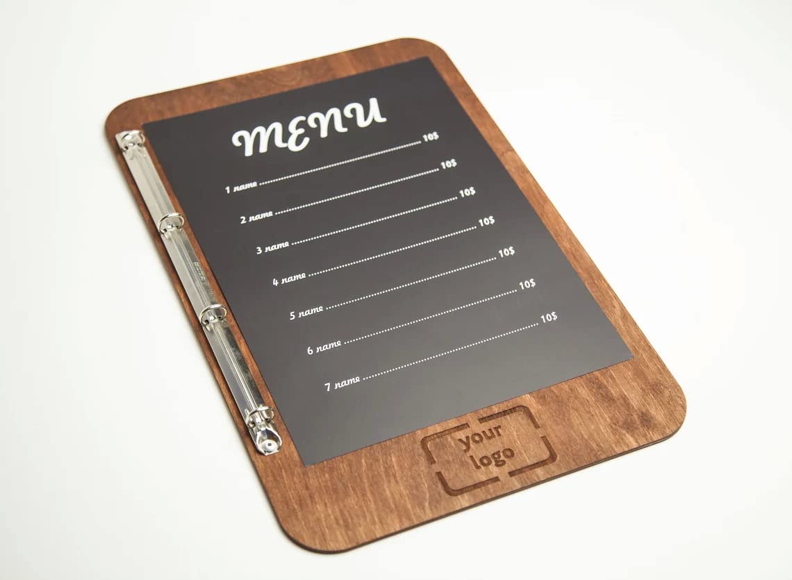 Personalized Menu Holder & Guest Book - A5 Letter Paper Size with Free Engraving - Perfect for Restaurants, Cafés & Wedding Receptions