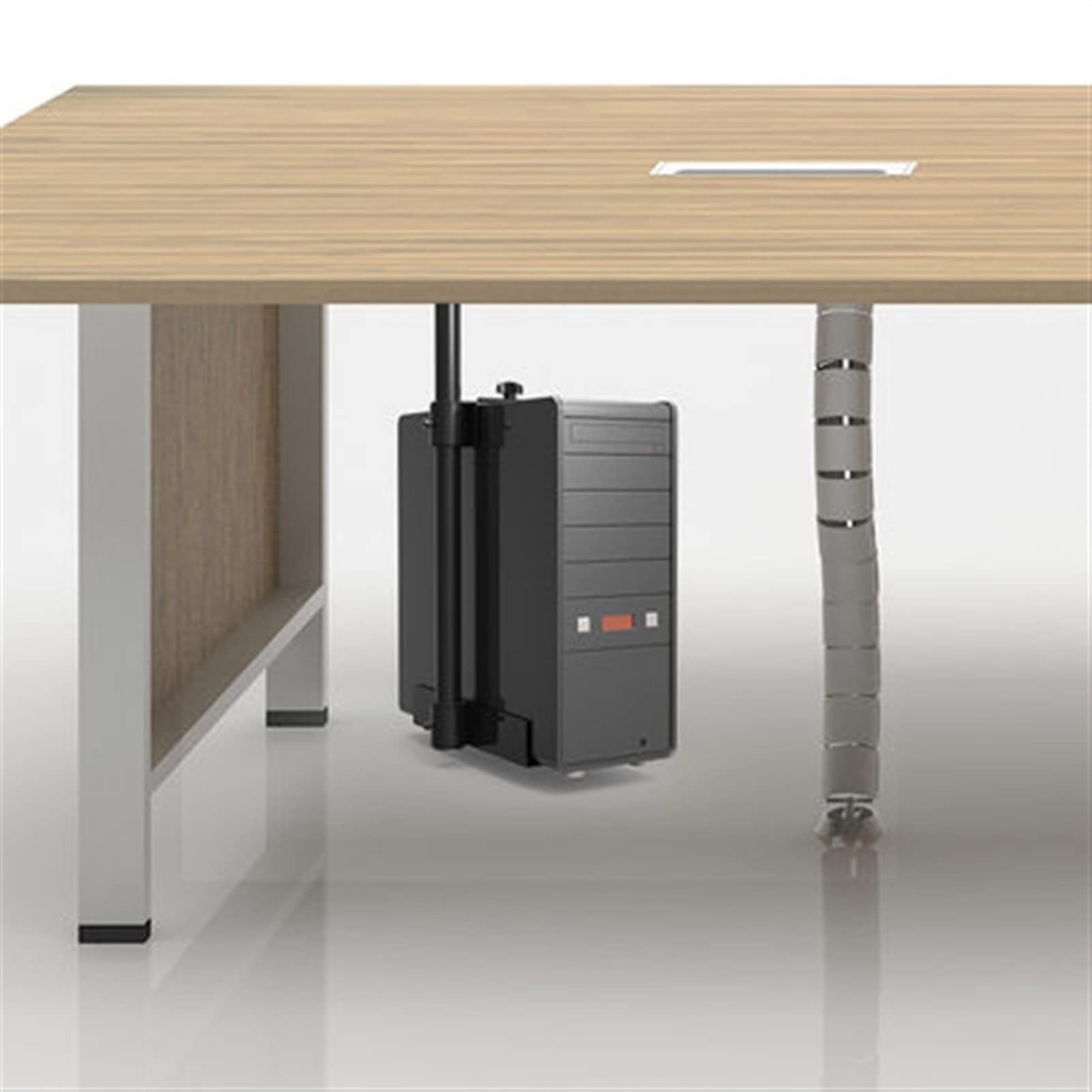 GRFIT 360° Adjustable Under Desk PC Tower Stand - CPU Case Holder, Hanging Mainframe Bracket, Computer Monitor Riser with Heavy-Duty Construction for Home & Office Workspace Organization