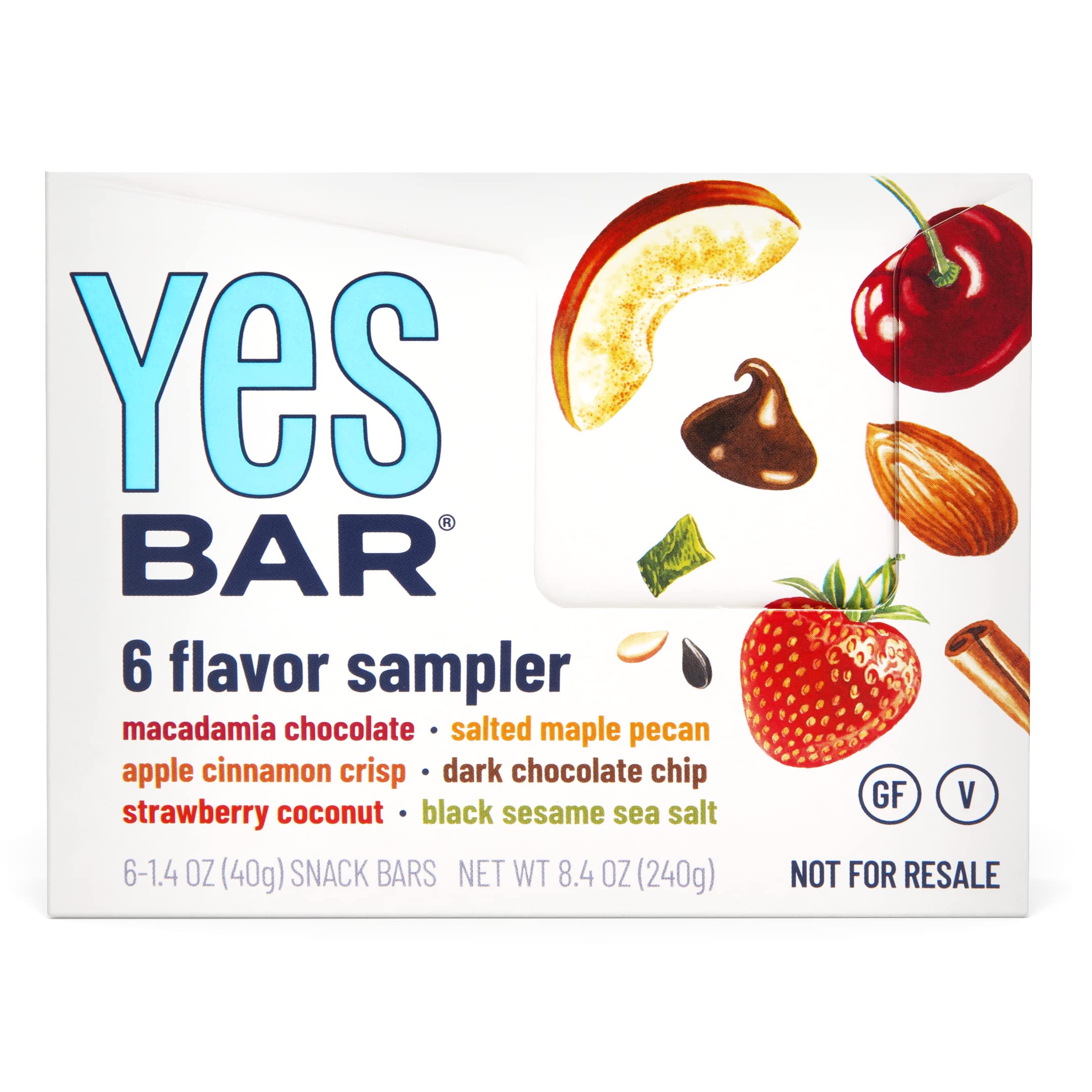 The YES Bar – 6 Flavor Variety Pack – Plant-Based Protein Snack Bars – Vegan, Paleo, Gluten-Free, Dairy-Free, Low Sugar, Keto-Friendly – Healthy Breakfast & On-the-Go Snack for Workouts, Hiking & Travel (6-Pack)