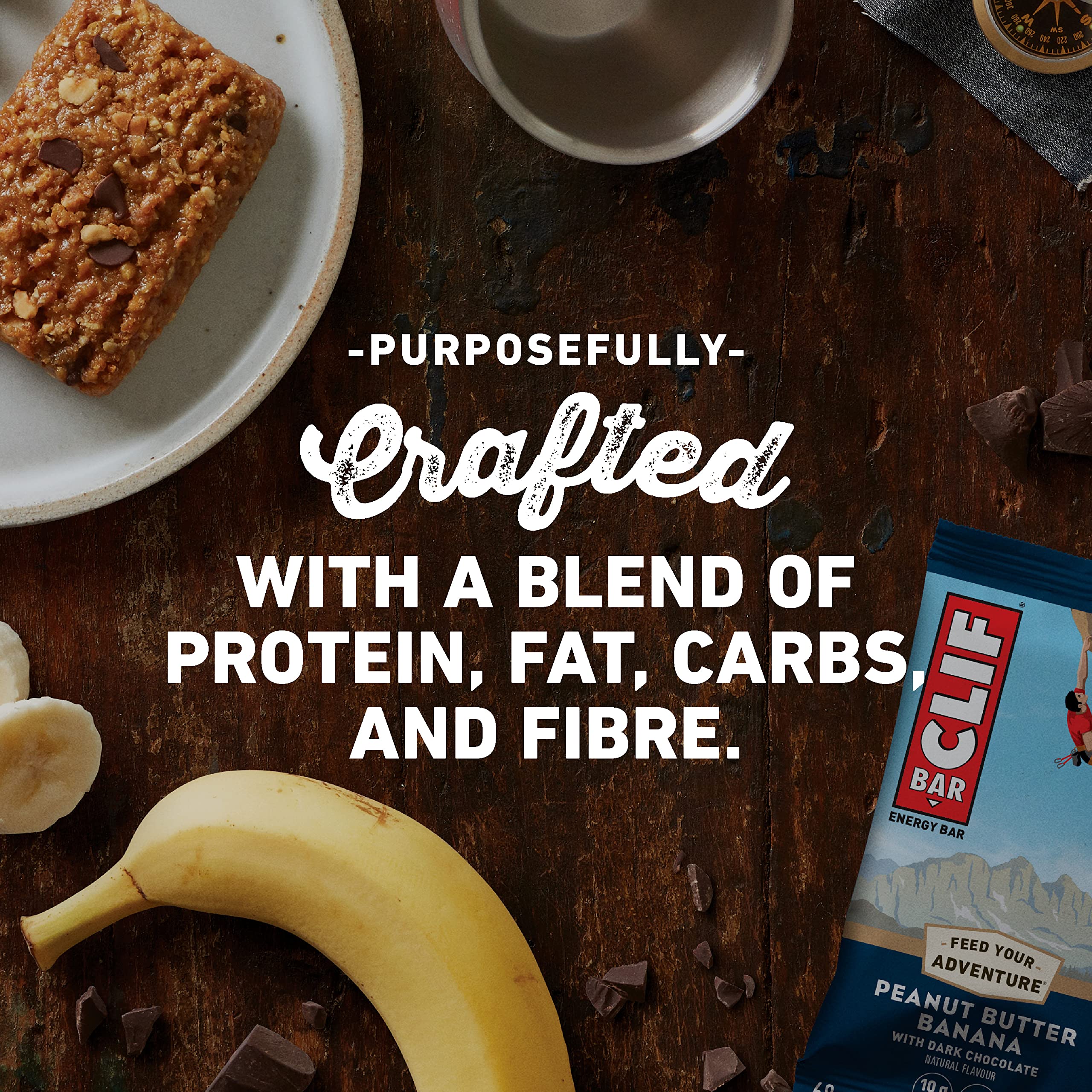 CLIF Bar Energy Bars - Peanut Butter Banana Flavor, 12 Pack (12 x 68g) | High Protein Snack for Hiking, Camping & Workout Fuel