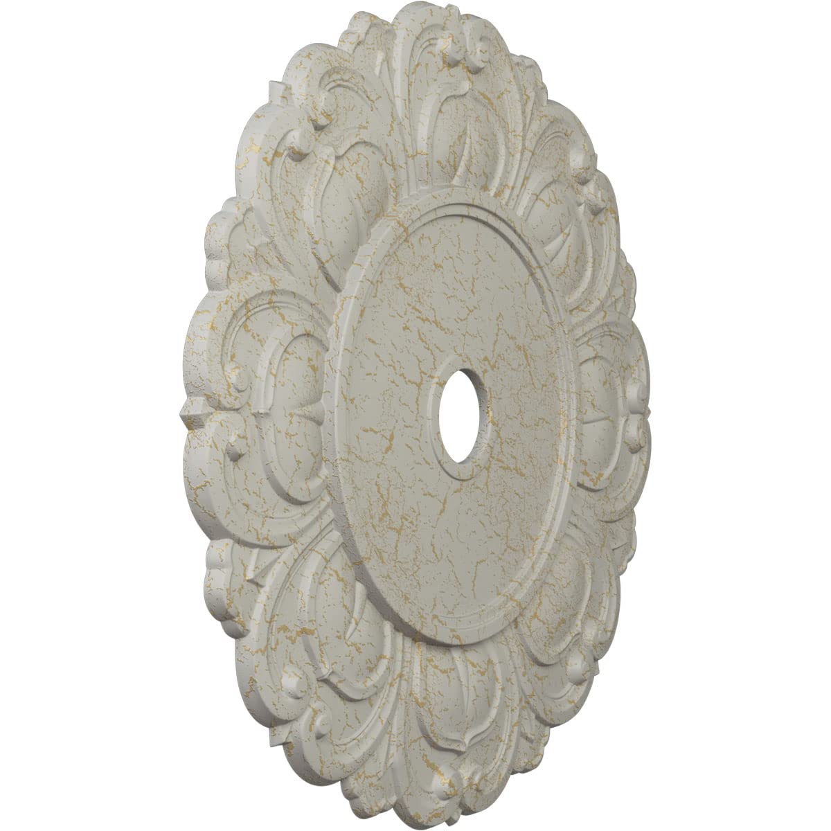 Ekena Millwork 32-inch Angel Ceiling Medallion - Hand-Painted Cream Crackle Finish, 32 1/4