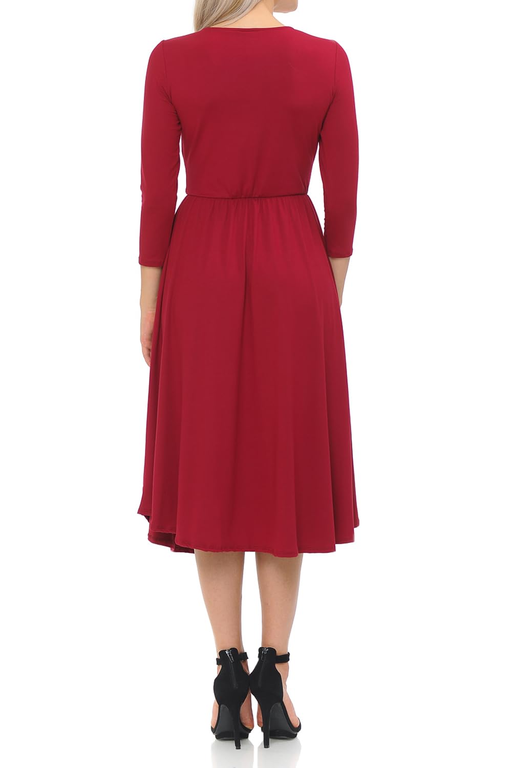 Iconic Luxe Women's A-Line Midi Dress with Waist Tie - Elegant Formal & Casual Wear for Office, Party & Special Occasions