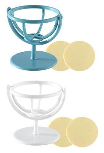 2 Pack Beauty Sponge Blender Holder - Makeup Sponge Drying Stand & Storage Organizer for Egg Powder Puff (Blue+White) | Perfect for Vanity, Bathroom & Travel Makeup Organization