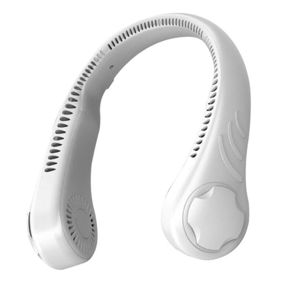 LIZHOUMIL Portable Neck Fan - Hands-Free Bladeless Personal Cooling Fan with 3 Speed Settings, USB Rechargeable, Wearable for Home, Office, Travel, Sports & Outdoor Activities (White)