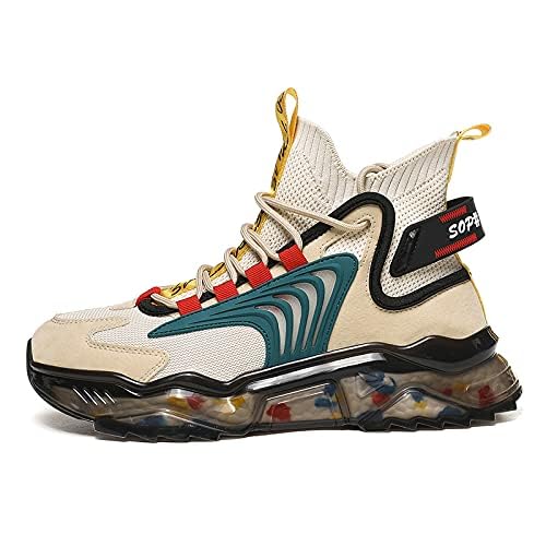 **LZDZN Men's High-Top Basketball Sneakers - Breathable Running & Trail Shoes for Sports, Walking - Black, Beige, Grey - Available in Men's & Women's Sizes - Perfect for Gym, Outdoor Training & Casual Wear**