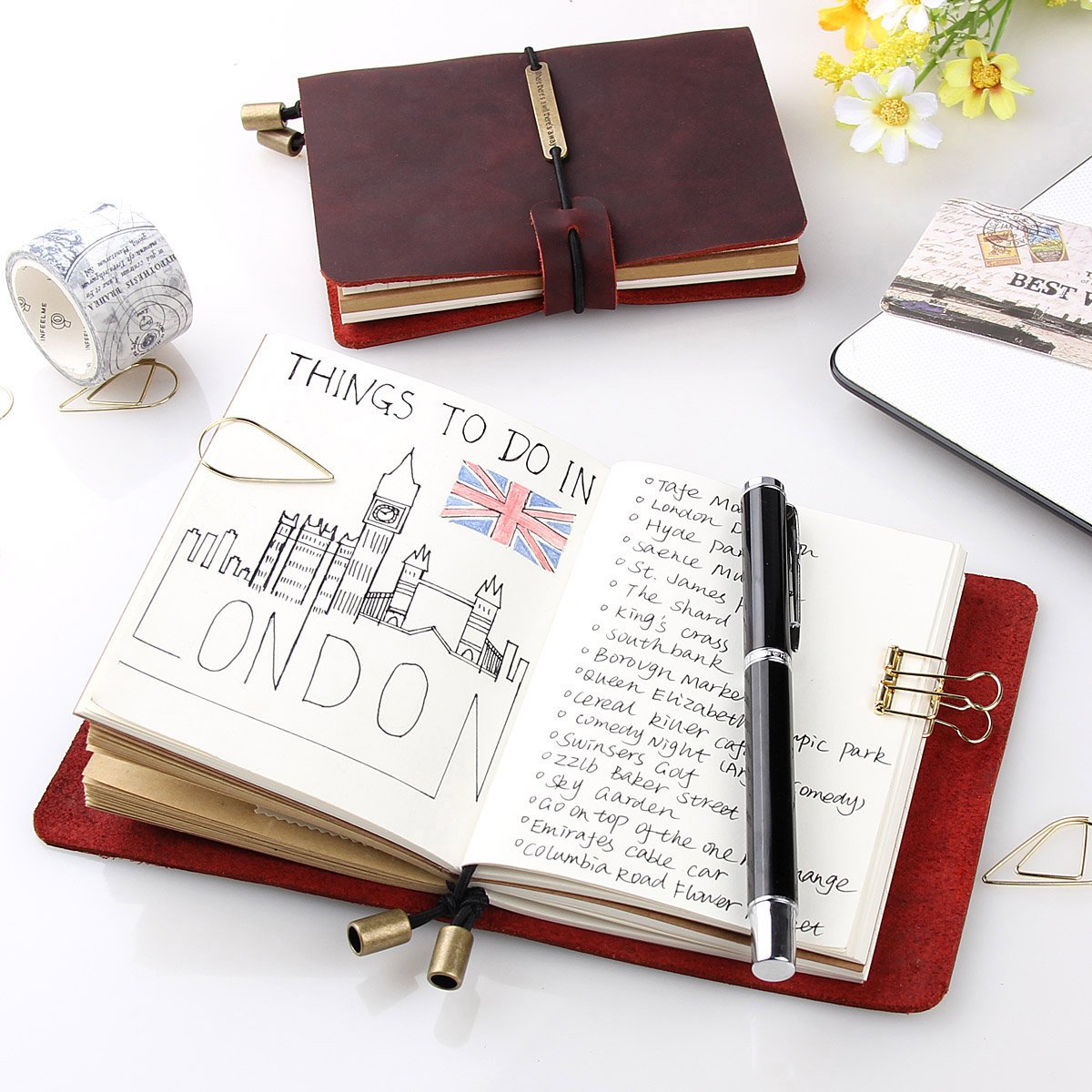 Premium Refillable Leather Travel Journal - Handmade Travelers Notebook for Men & Women (5.2
