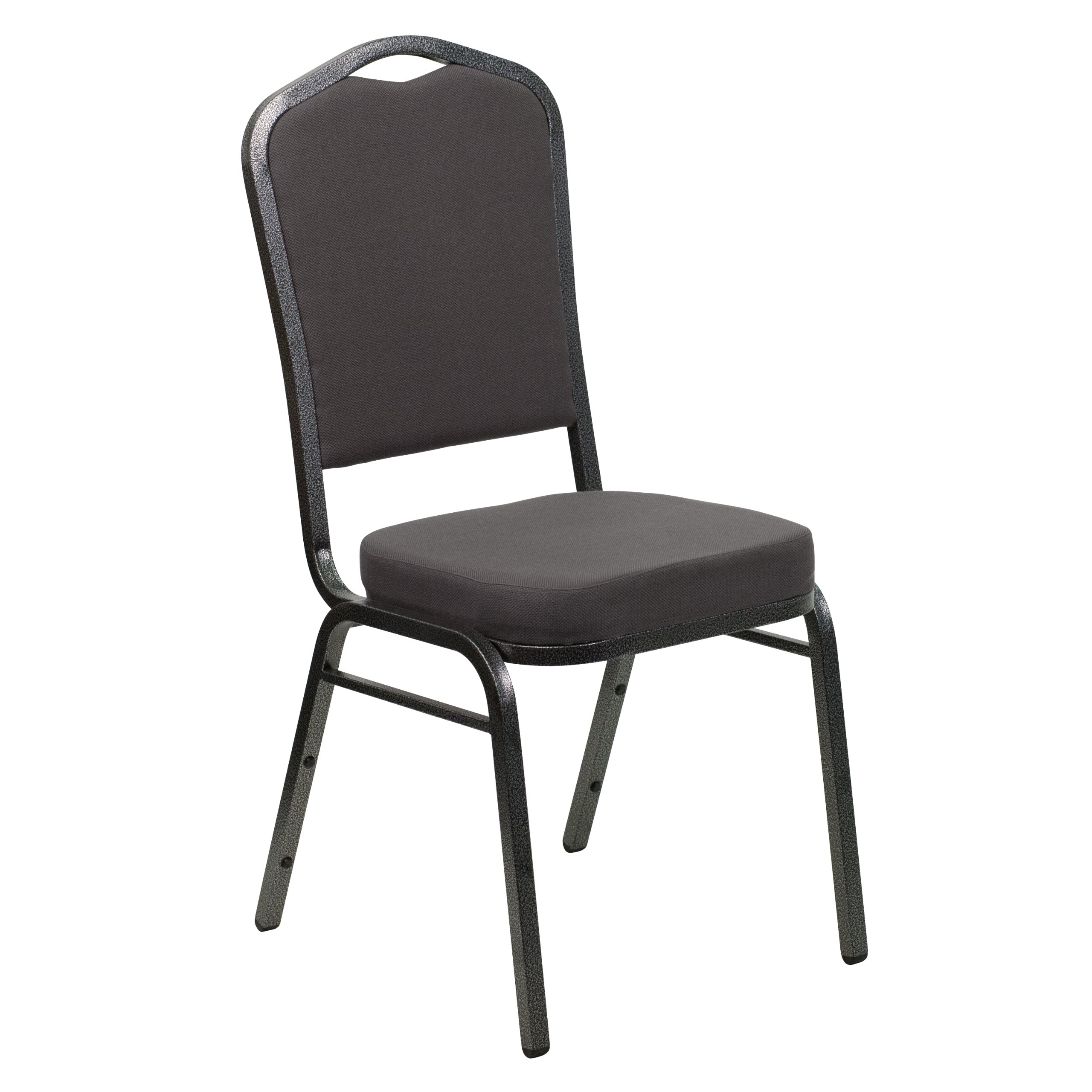 EMMA + OLIVER Crown Back Stacking Banquet Chair - Gray Fabric with Silver Vein Frame - Perfect for Weddings, Events & Banquet Halls