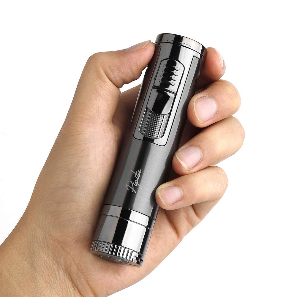 Windproof Refillable Torch Lighter with Cigar Punch - Perfect for Cigar & Outdoor Use