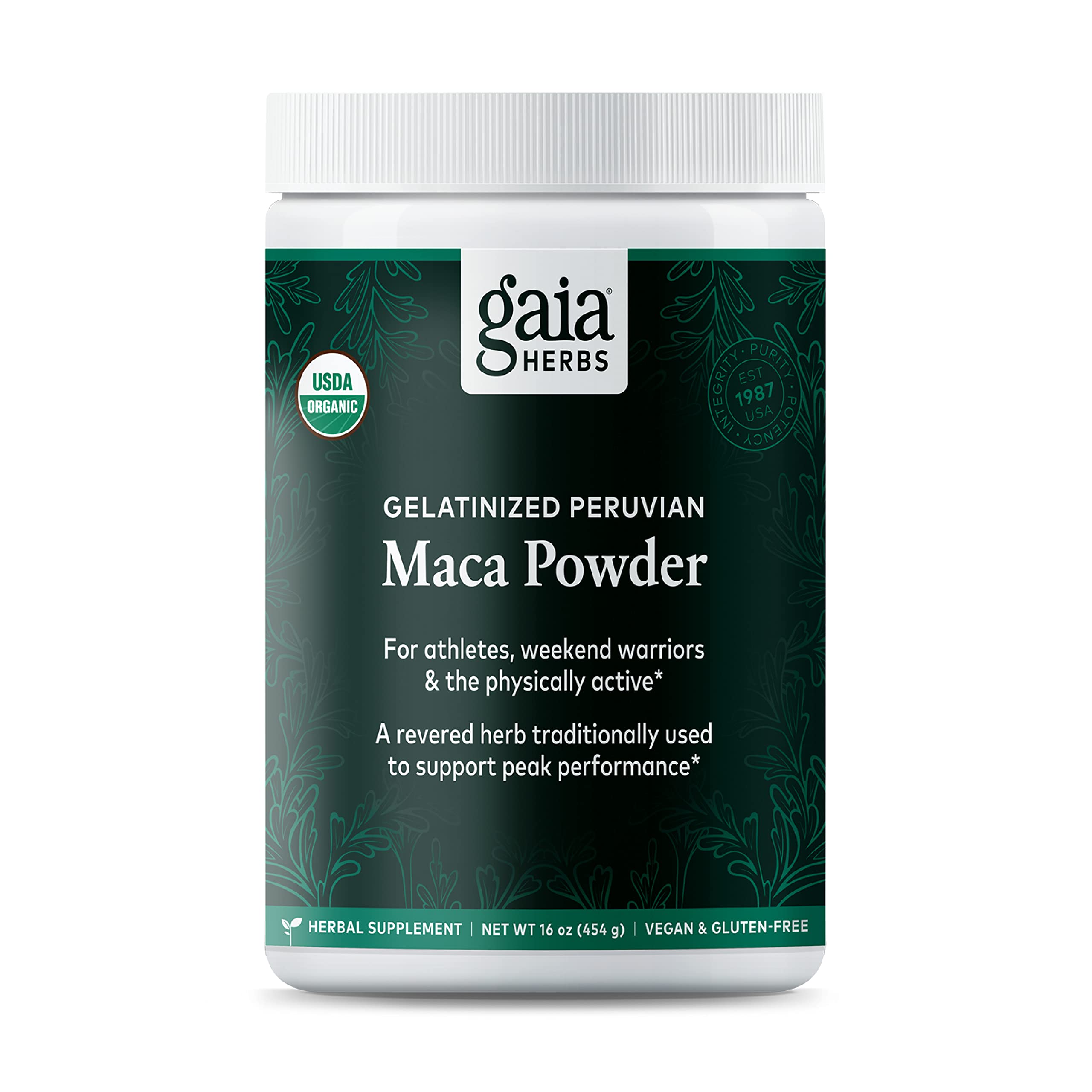 Organic Maca Root Powder for Energy & Stamina - USDA Certified Gaia Herbs Maca Supplement (Lepidium meyenii) - 16oz (138-Day Supply) - Boost Workouts, Focus & Daily Vitality