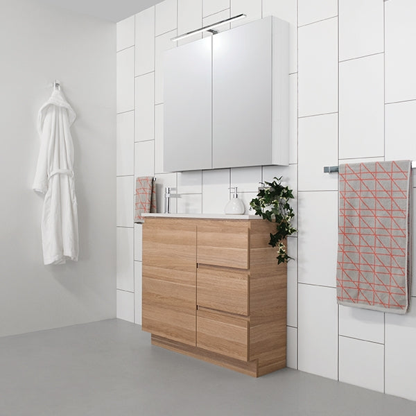 ADP Glacier Quartz Ensuite Trio Vanity Set - Modern Bathroom Vanity with Sink, Mirror & Storage - Perfect for Small Bathrooms & Master Suites