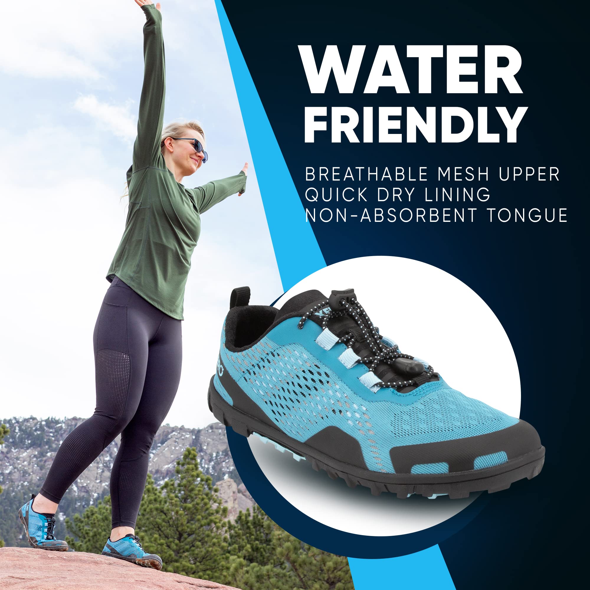 Xero Shoes Barefoot Water Shoes for Women - Aqua X Sport Minimalist Water Shoes with Wide Toe Box & Zero Drop Heel | Perfect for Beach, Hiking, Running, Swimming & Water Sports | Lightweight Quick-Dry Barefoot Shoes for Active Women