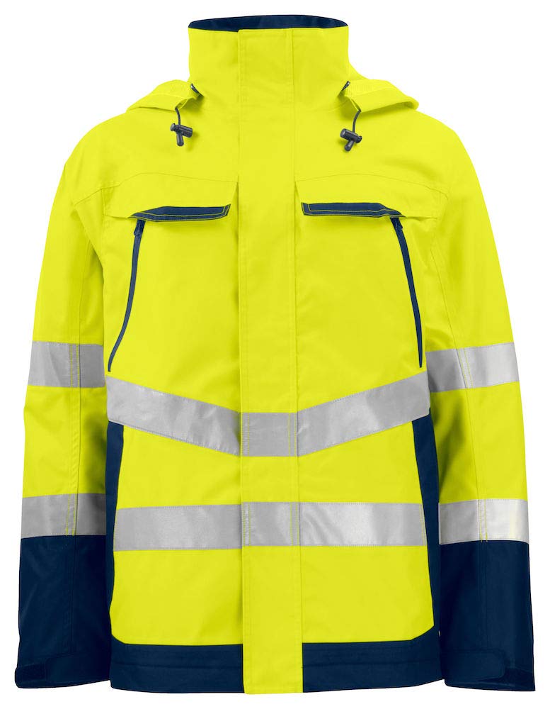 Projob Men's Reflective Tape Jacket - High Visibility Windproof Outdoor Workwear for Running, Cycling & Safety