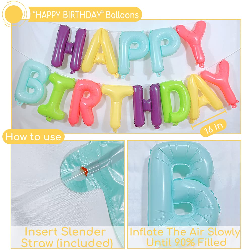Pastel Balloon Kit for Birthday Party Decorations - Macaron Theme Party Supplies with Confetti, Rainbow Mylar Foil Balloons & Fringe Curtain - Perfect for Kids, Women & Men Birthday Celebrations, Baby Showers & Bridal Showers