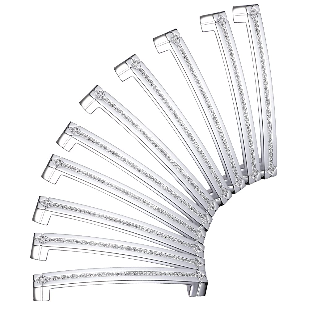 10 Pack Chrome Crystal Cabinet Pulls - 6.3