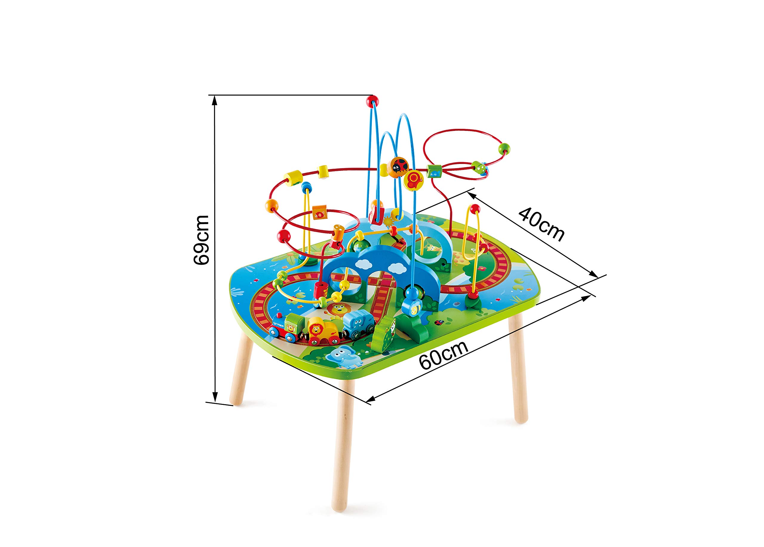 Hape Jungle Adventure Railway Table - Kids Wooden Bead Maze Puzzle Activity Table with African Safari Theme, Educational Toys for Toddlers 2-4 Years | Perfect for Preschool Playrooms, Daycare Centers & Family Game Nights